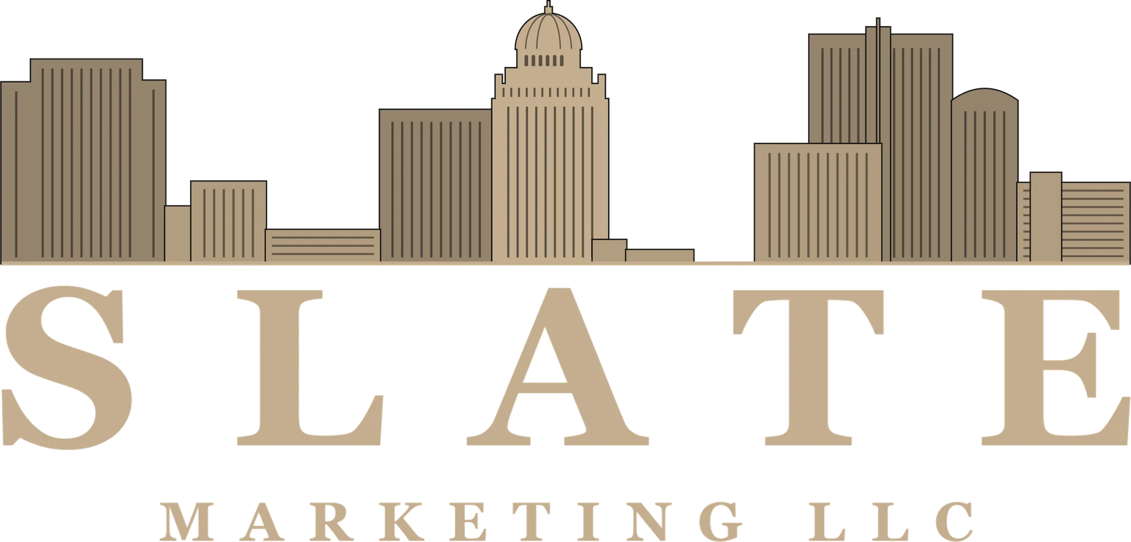 Slate Marketing LLC, with the Louisville skyline