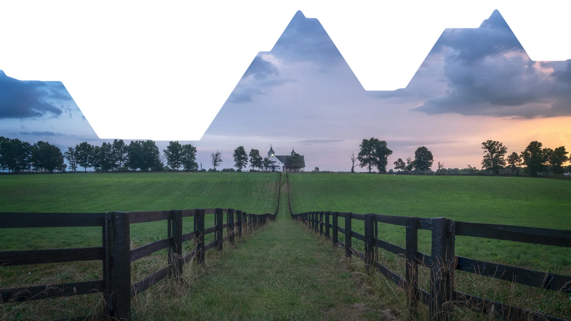 A Kentucky horse farm at dusk