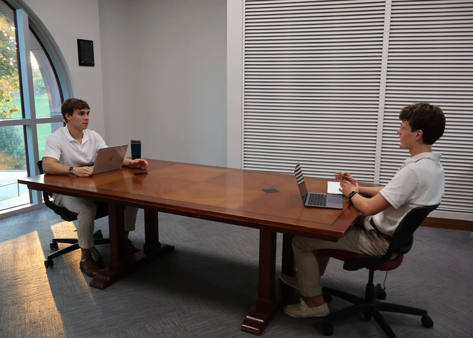 Jack Moutardier and Daxton Noe at the Slate Marketing office in New Albany